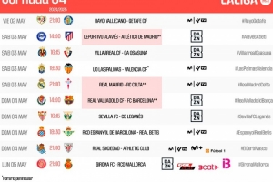 半岛体育APP-西甲第34轮时间：5月4日3点皇马vs塞尔塔 20点巴拉多利德vs巴萨